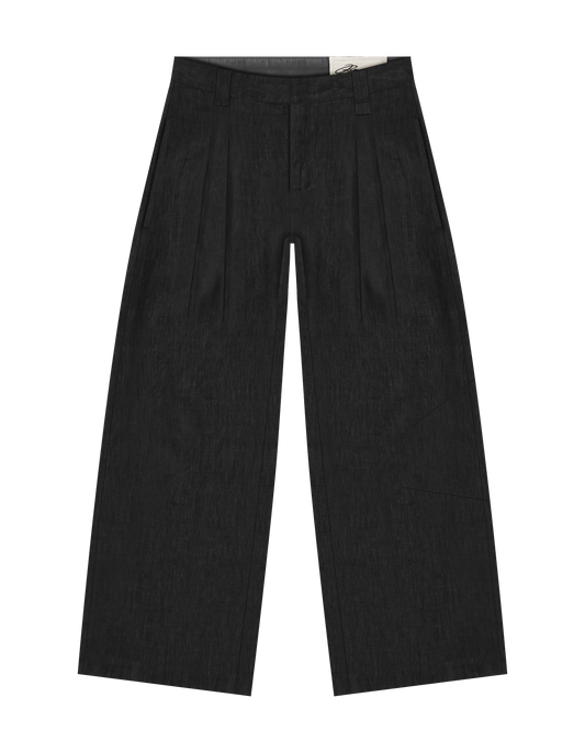 Reaven Black Linen Pleated Pants
