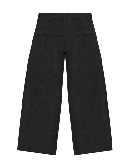 Reaven Black Linen Pleated Pants