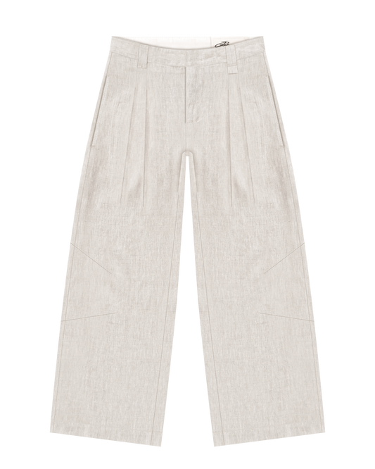 Reaven Natural Linen Pleated Pants