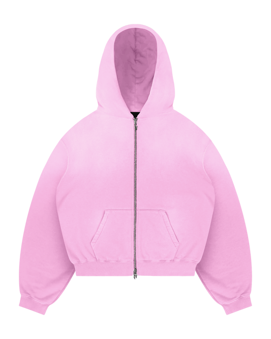 Reaven Pink Sunfaded Zip Hoodie