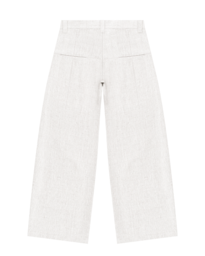 Reaven White Linen Pleated Pants