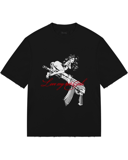 Reaven Black Gun Girl T-Shirt