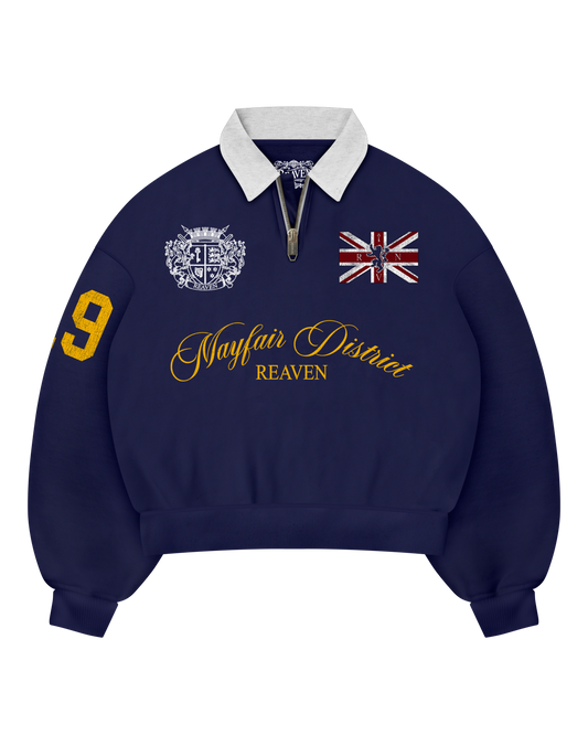 Reaven Navy Mayfair Half-Zip Polo