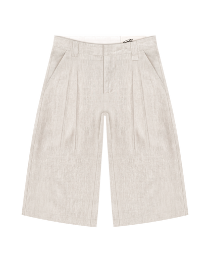 Reaven Natural Linen Pleated Jorts