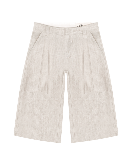 Reaven Natural Linen Pleated Jorts