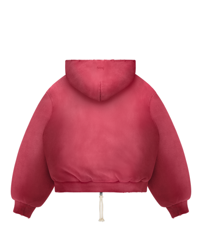 Reaven Coral Red Thermal Zip Hoodie