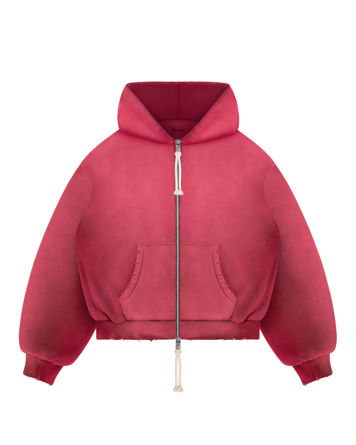 Reaven Coral Red Thermal Zip Hoodie