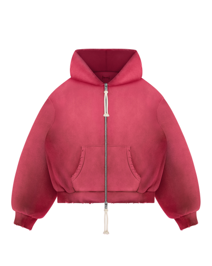 Reaven Coral Red Thermal Zip Hoodie