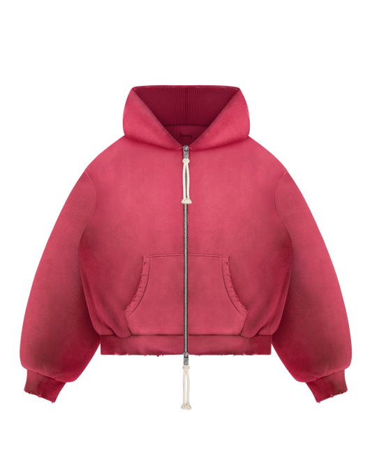 Reaven Coral Red Thermal Zip Hoodie