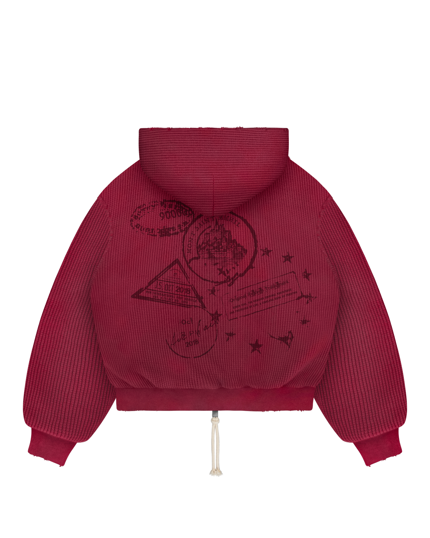 Reaven Coral Red Thermal Zip Hoodie