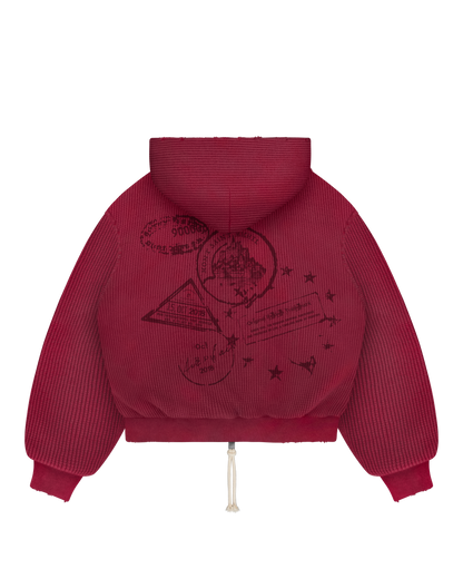 Reaven Coral Red Thermal Zip Hoodie