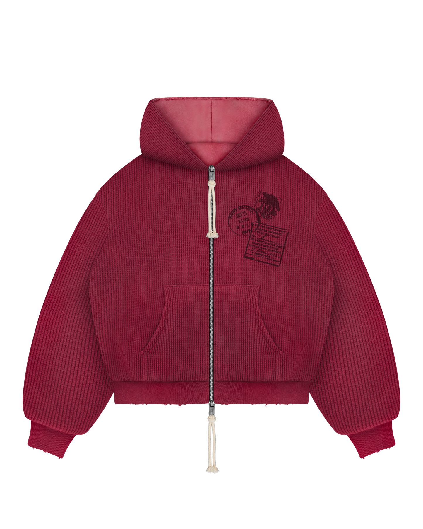 Reaven Coral Red Thermal Zip Hoodie