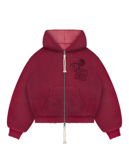 Reaven Coral Red Thermal Zip Hoodie