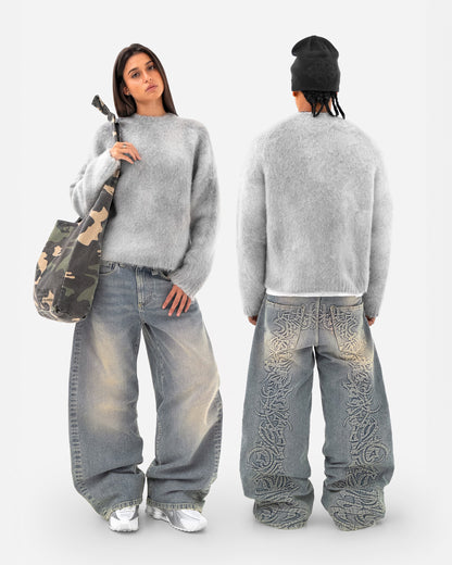 Reaven Pearl Grey Nuvola Mohair Knit