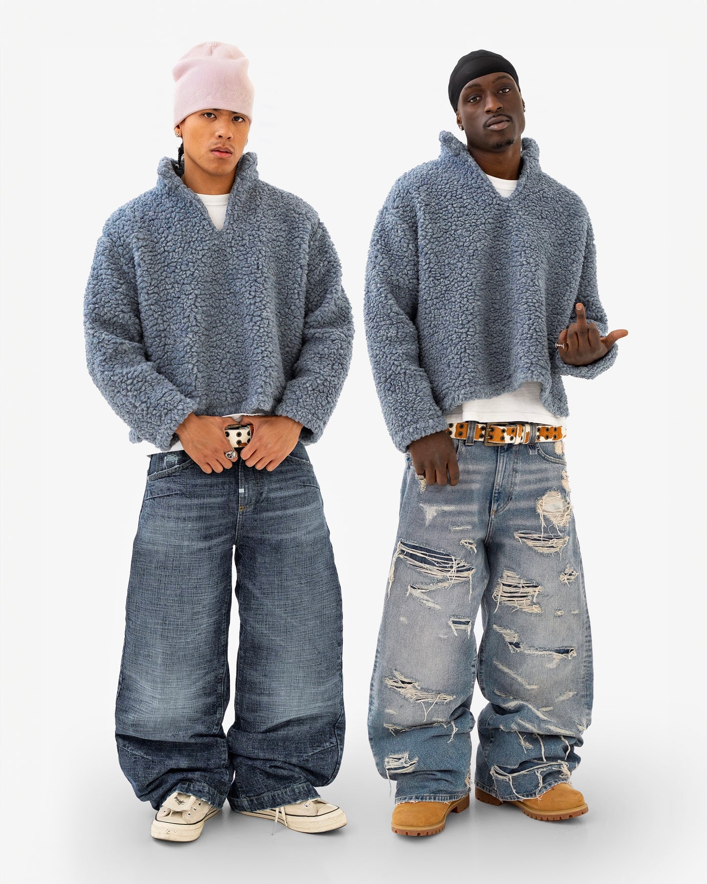 Reaven Fog Blue Wool Fleece