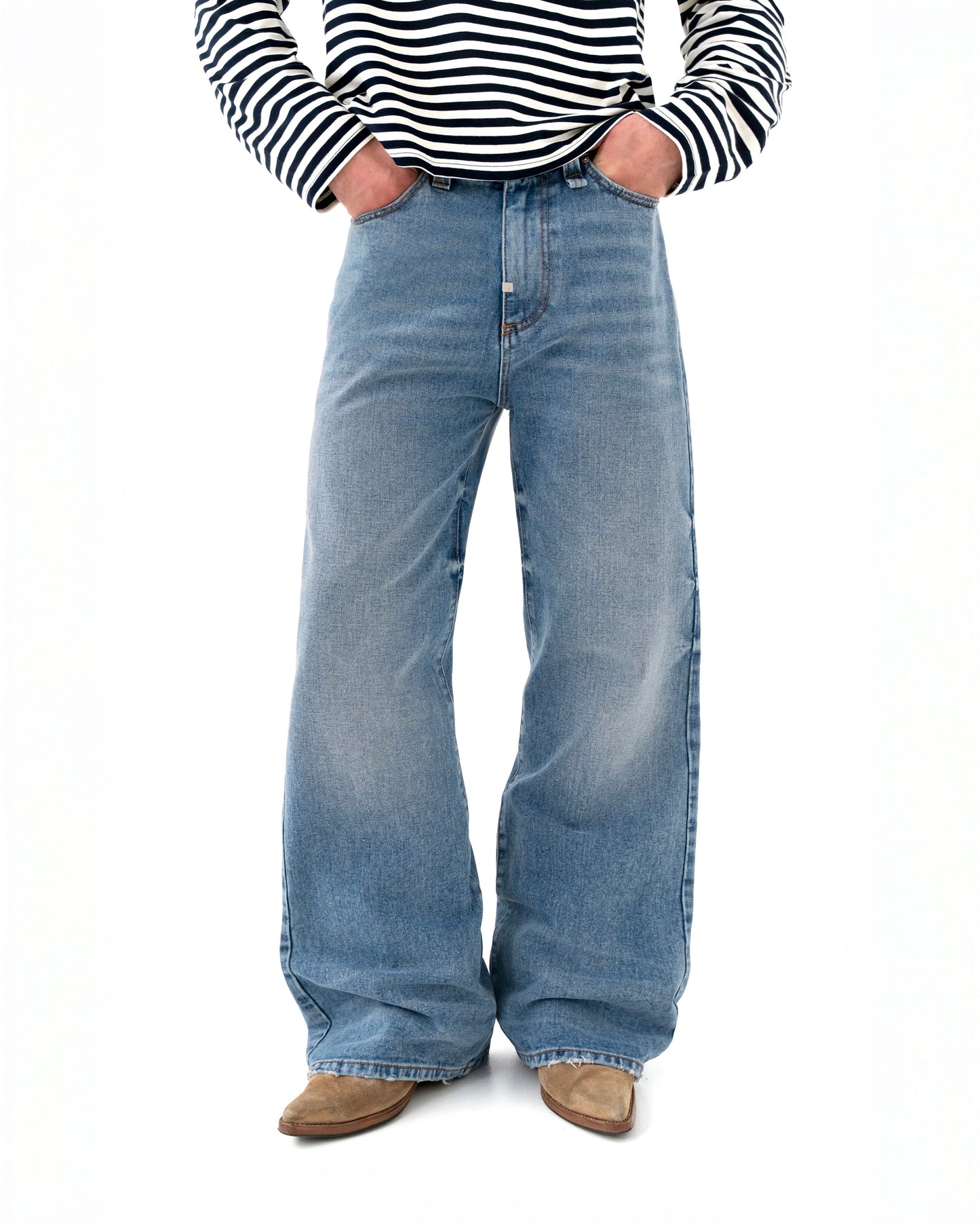 Reaven Washed Blue Bootcut Denim Jeans